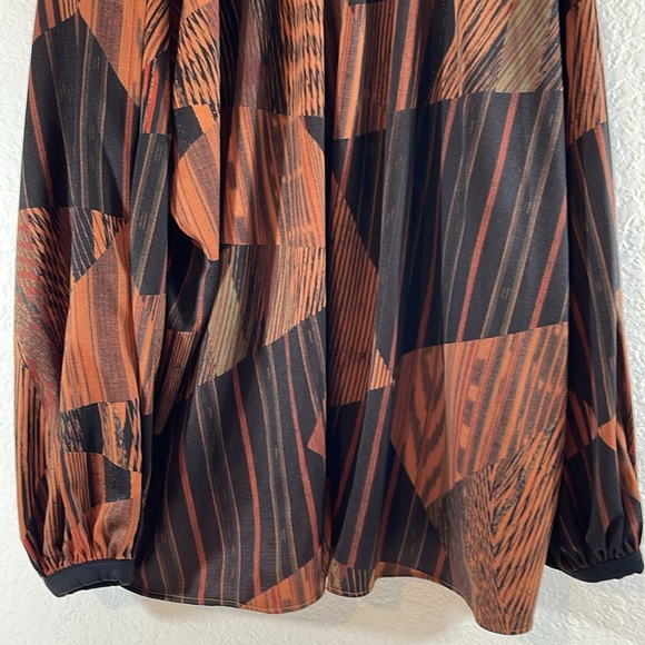 Zara Basic Oversized Blouse Shirt Tunic Boho Brown Geometric Size Small - Picture 7 of 11